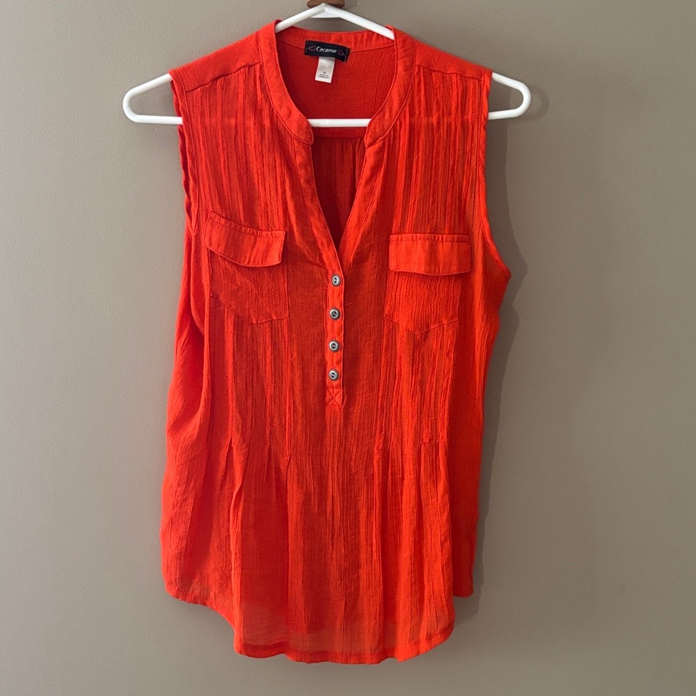 Vibrant Orange Sleeveless Blouse